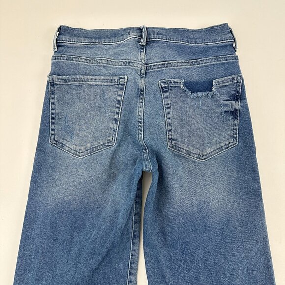 Forever 21 Button Fly Wide Leg Distressed Women's size 25 Dark Blue denim Jeans - Picture 5 of 5